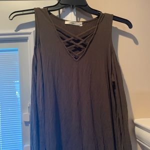 Off the shoulder criss cross long sleeve